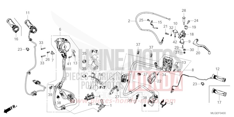 LEVIER DE GUIDON/COMMUTATEUR/CABLE (MT) de Africa Twin PEARL GLARE WHITE (NHB53H) 2023